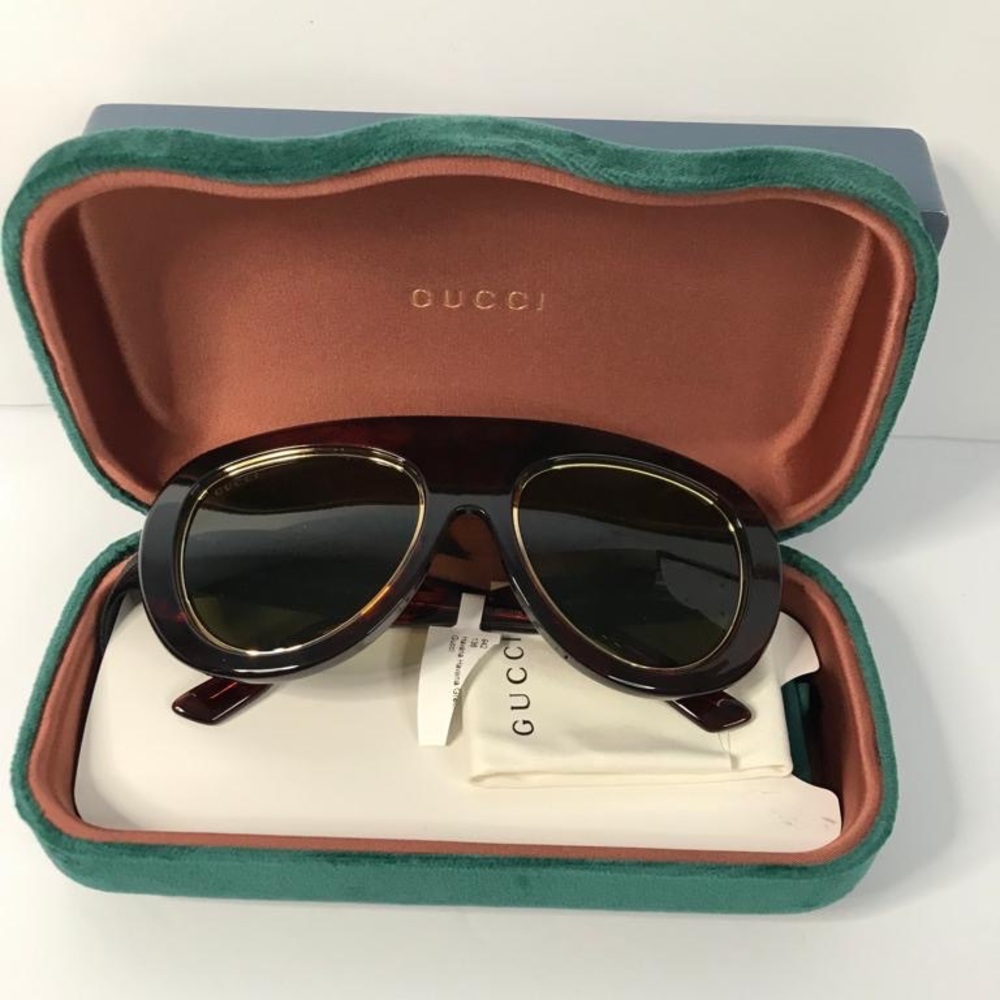 New Authentic 💯- Gucci Eyewear GG1152S 002 tortoiseshell pilot-frame sun… - Picture 9 of 16